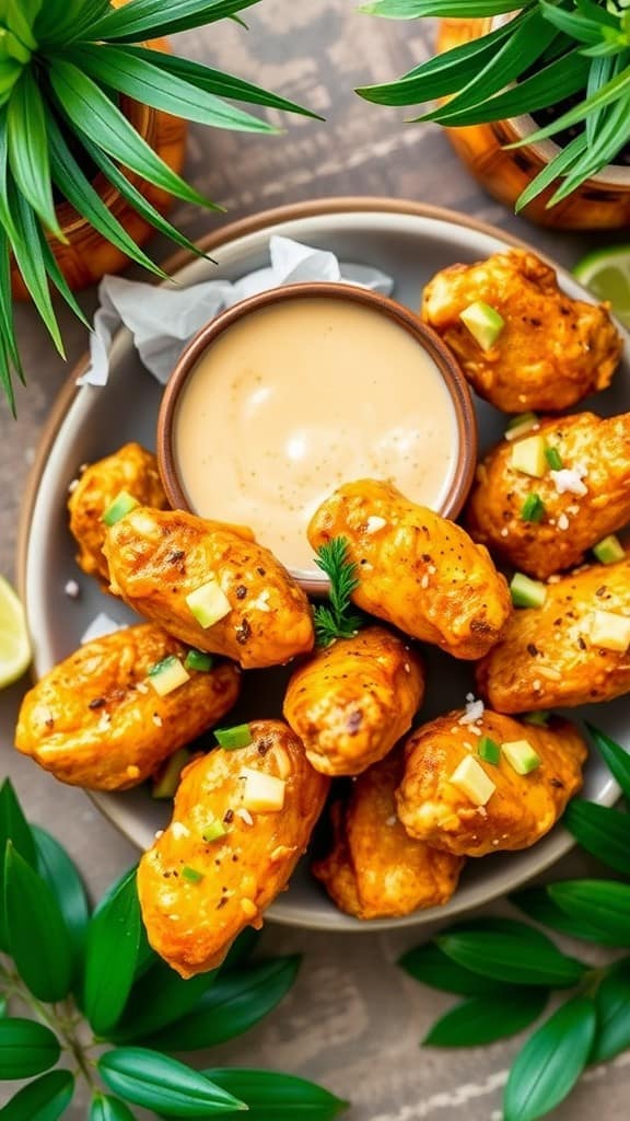 Coconut curry chicken wings with dipping sauce