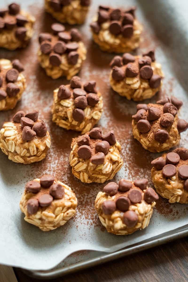 Healthy energy bites made with oats and chocolate chips