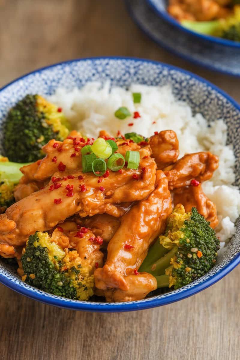 Delicious General Tso's Chicken Stir-Fry with broccoli and rice