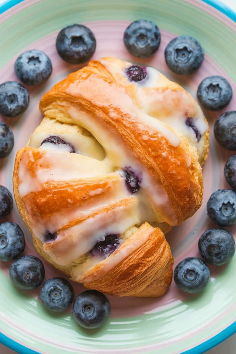 Lemon Blueberry Croissant served with fresh blueberries