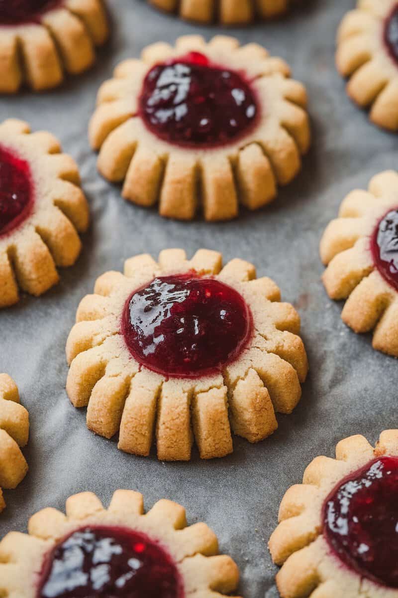 Delicious thumbprint cookies filled with lingonberry jam