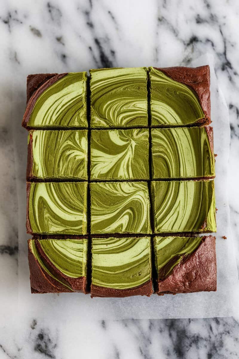 Delicious matcha swirl brownies