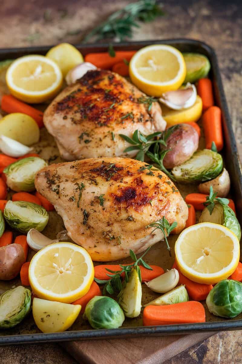 One-Pan Lemon Garlic Chicken with vegetables