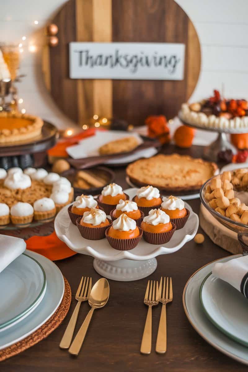 Delicious pumpkin mousse served in chocolate cups, perfect for Thanksgiving.