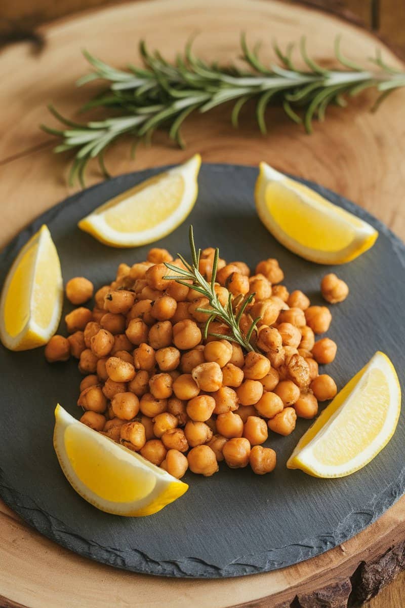 Roasted chickpeas with lemon and rosemary