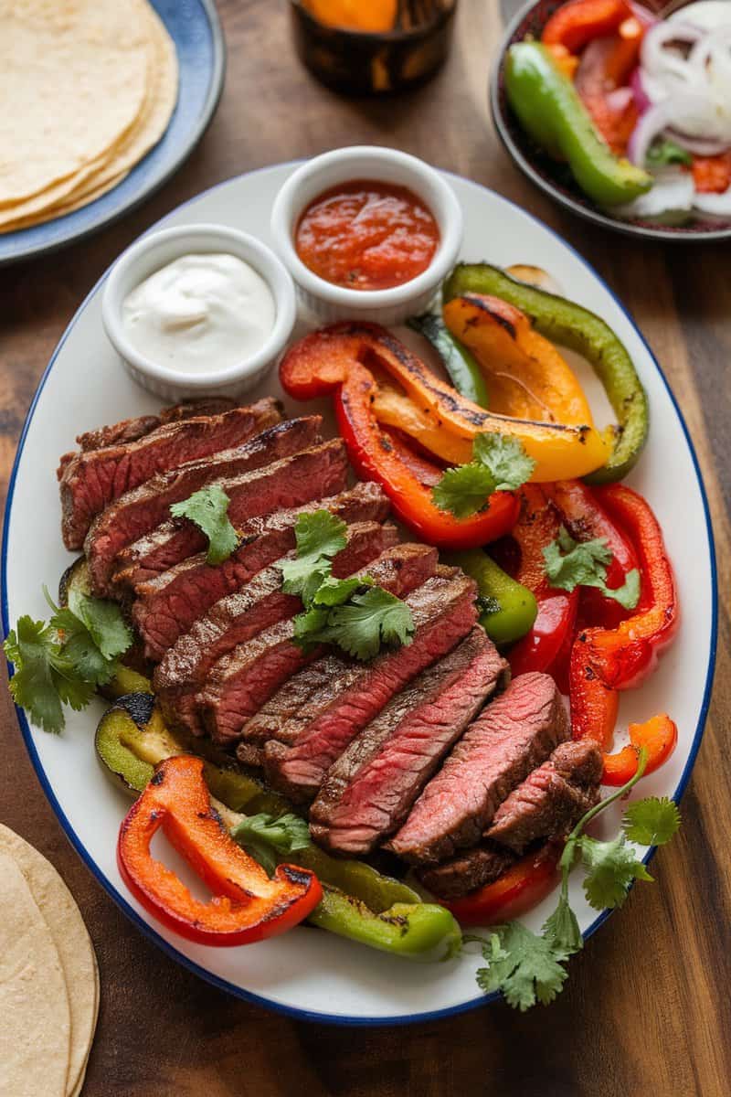 Spicy Round Steak Fajitas with Peppers